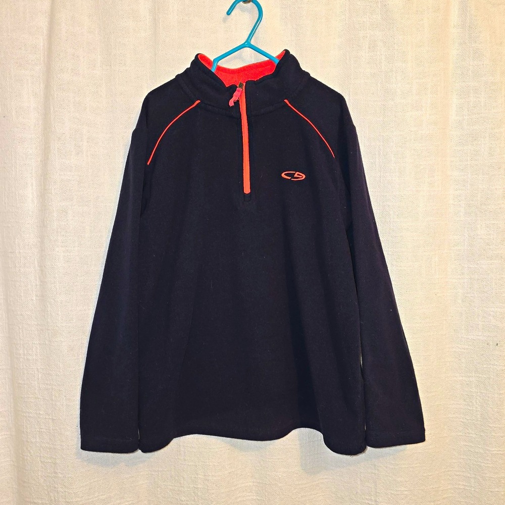 Boys Champion Fleece Quarter Zip Pullover Black Orange Size M 8-10 C9